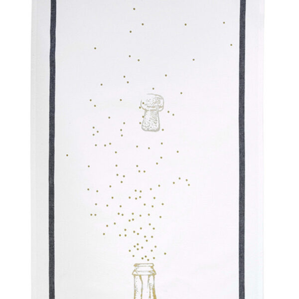 torchon serigraphie bouteille de champagne doré