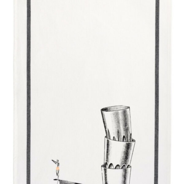 torchon serigraphie avec des verres et un petit plongeur orange fluo